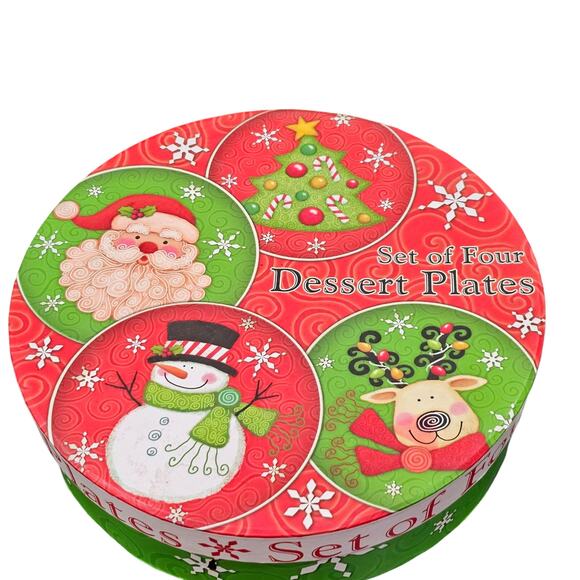 Cracker Barrel Christmas  Dessert Plates Snowman Set of‎ 4 - Picture 2 of 3